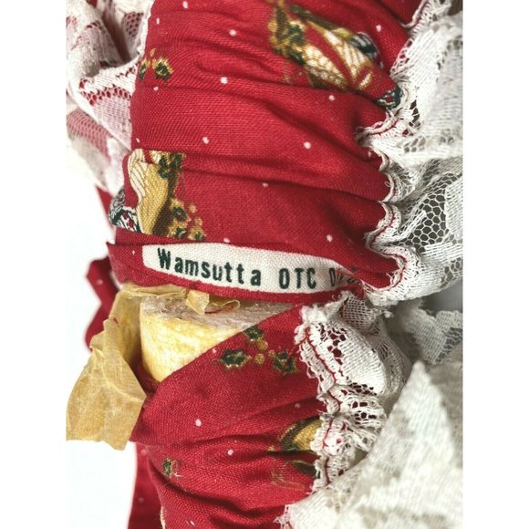 Vintage 1970s Holiday Wreath Christmas Red Ruffled Handmade Wamsutta Door HTF - Picture 4 of 6